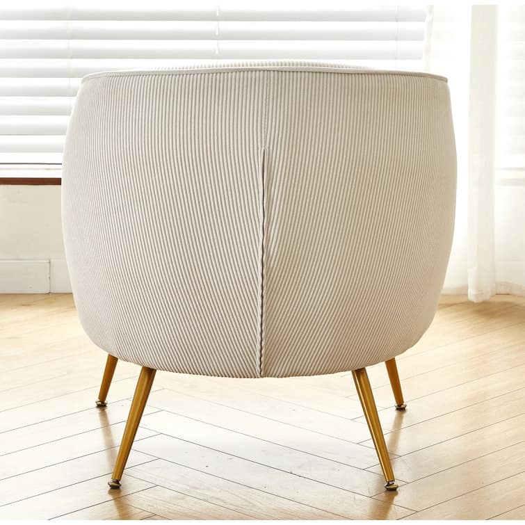 Smooth Corduroy Design Luxury Elegance Modern Channel Chair with Corduroy Material with Gold Metal Legs