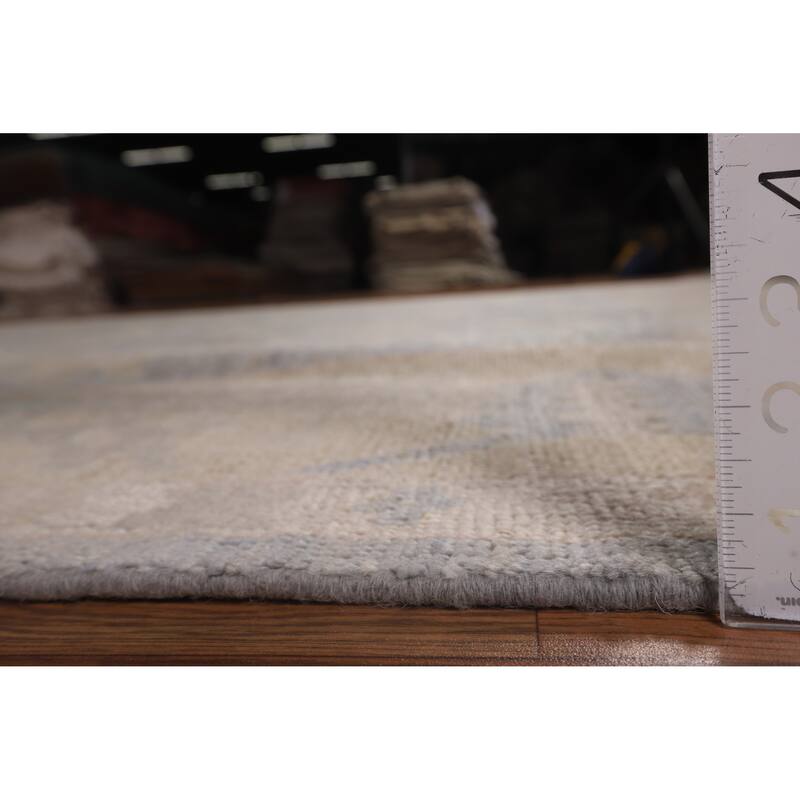 Vegetable Dye Blue Oushak Turkish Area Rug Hand-Knotted Wool Carpet - 8'3"x 10'3"