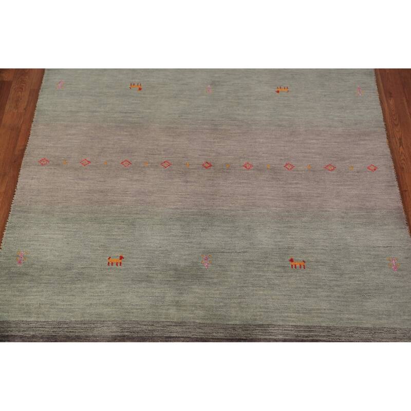 Striped Tribal Gabbeh Oriental Area Rug Handmade Wool Carpet - 4'10" x 7'10"
