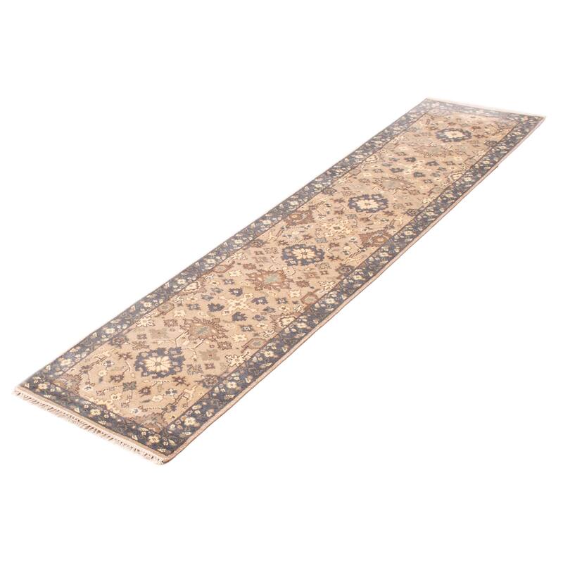 ECARPETGALLERY Hand-knotted Royal Oushak Light Khaki Wool Rug - 2'7 x 12'0