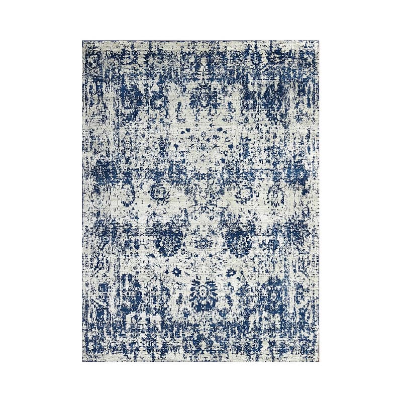 Hand Knotted Gray, Blue 100% Wool Transitional Oriental Area Rug