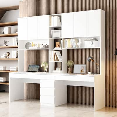 94.5"x86.6"E-sports Ready Double Desk Ample Storage Home Office Design
