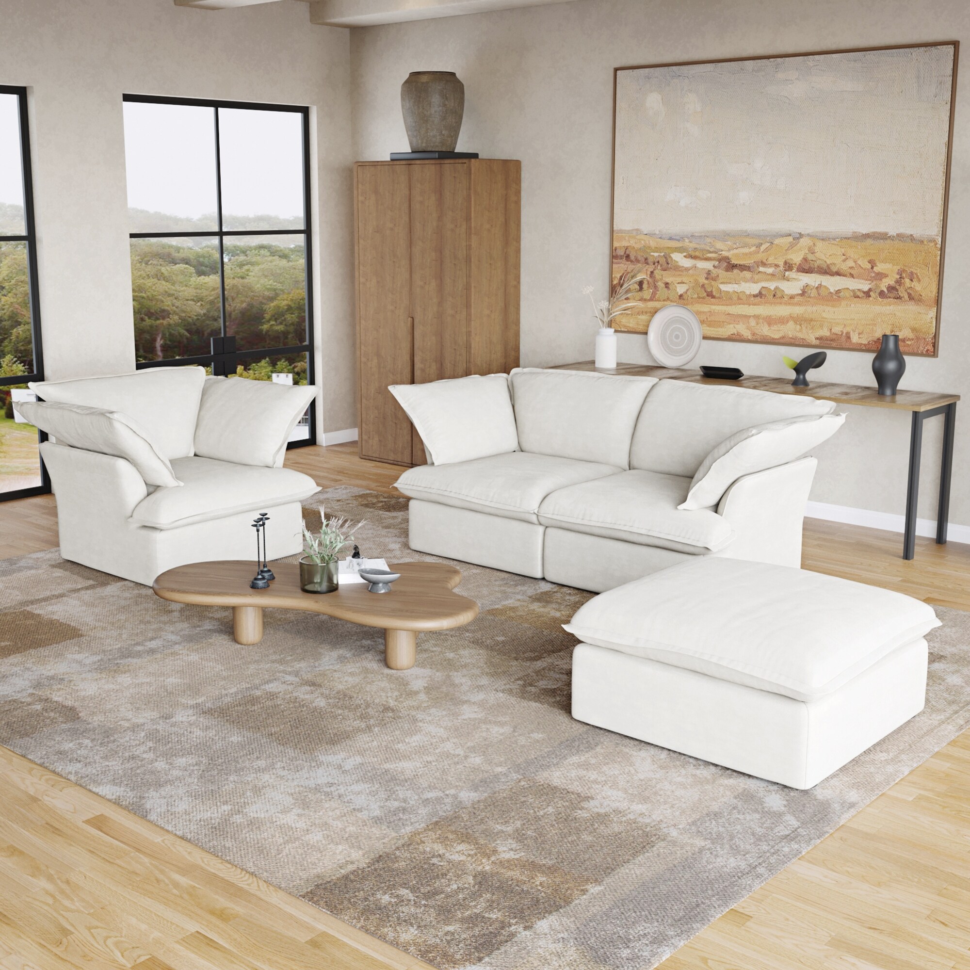 Overstuffed living top room furniture