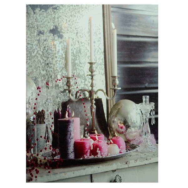 LED Lighted Regal Romance Candleabra Christmas Canvas Wall Art 15.75" x 12" - N/A
