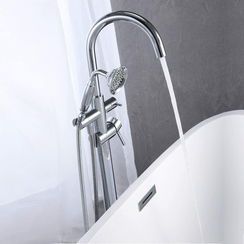 Tub Filler Freestanding Bathtub Faucet Floor Mounted Bathroom Tub Faucets With Hand Shower Modern Mixter Taps