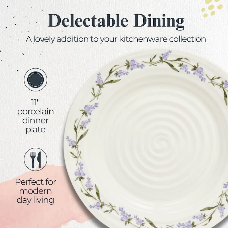 Portmeirion Sophie Conran Set of 4 Lavandula Dinner Plates - 11 in