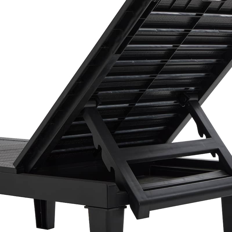 Roomfitters 2 Pcs Resin Outdoor Chaise Lounge Chairs with Adjustable Backrest for Patio, Poolside or Beach