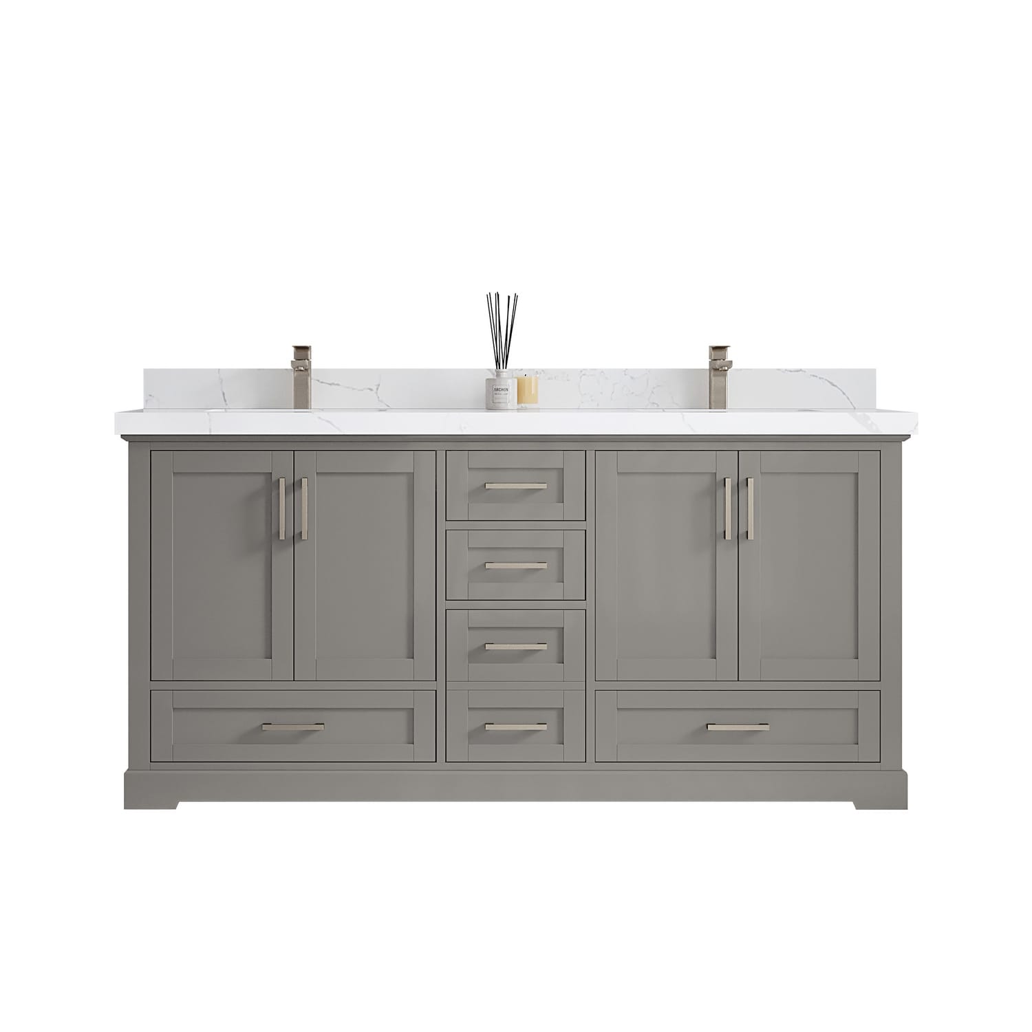 Willow Collection 72 in W x 22 in D x 36 in H Boston Double Bowl Sink Bathroom Vanity with Countertop
