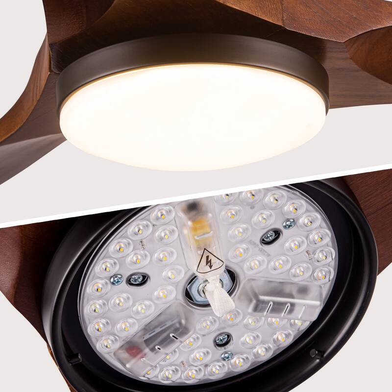 52" Farmhouse Rustic LED Ceiling Fan with Remote Control