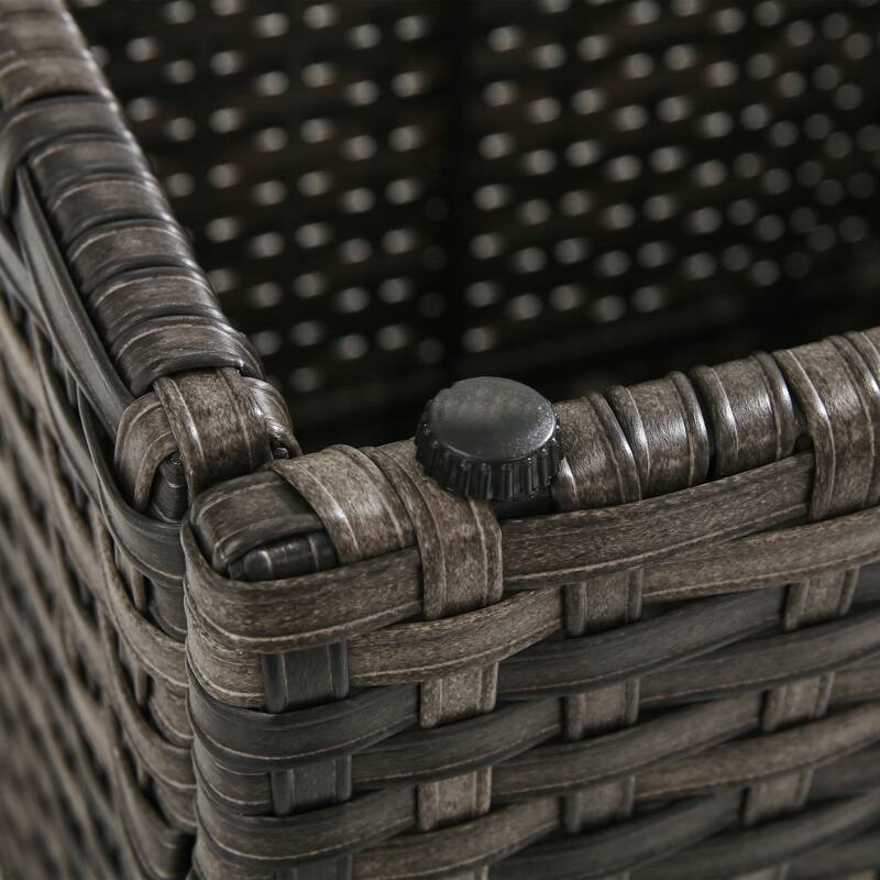 Outdoor Wicker Square Storage Ottoman with Plush Cushion