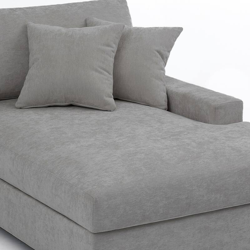 40.8"W Modern Chenille Upholstered Chaise Lounge with Pillow