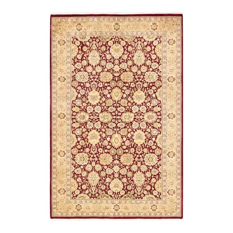 Overton Hand Knotted Wool Vintage Inspired Traditional Mogul Red Area Rug - 4' 9" x 7' 4"