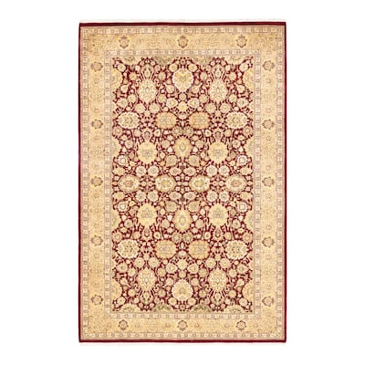 Overton Hand Knotted Wool Vintage Inspired Traditional Mogul Red Area Rug - 4' 9" x 7' 4"