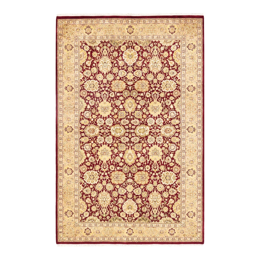 Overton Hand Knotted Wool Vintage Inspired Traditional Mogul Red Area Rug - 4' 9" x 7' 4"