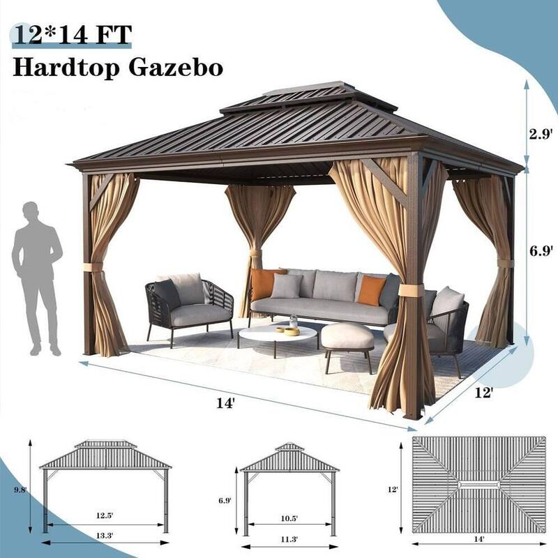Pro Series Outdoor Hardtop Gazebo Pergola | Galvanized Steel Roof & Aluminum Frame | Includes Premium Curtains & Netting