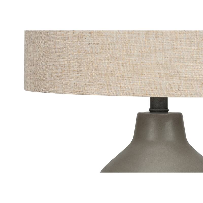 Concrete Table Lamp with Linen Shade 3 Way Switch Contemporary Design