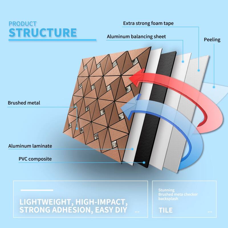 Art3d 10-Sheet Peel and Stick Backsplash Metal Mosaic Tiles for Kitchen, Aluminum Composite Tiles Stickers