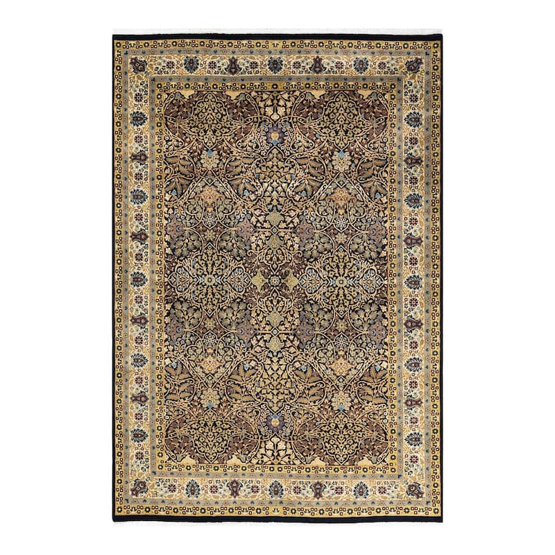 Overton Hand Knotted Wool Traditional Oriental Black Area Rug - 6' x 9' - Black - 6' x 9'