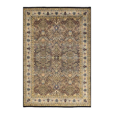 Overton Hand Knotted Wool Traditional Oriental Black Area Rug - 6' x 9'