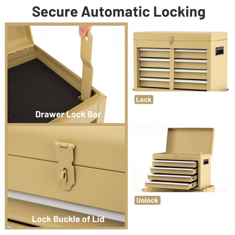 2-in-1 Tool Chest and Cabinet with 5 Sliding Drawers - 23" x 11" x 40.5"(L x W x H)