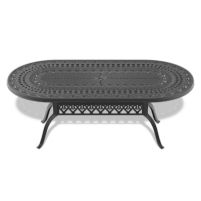 82.87 in. x 42.13 in. Cast Aluminum Patio Dining Oval Table for Balcony, Lawn, Garden, Backyard