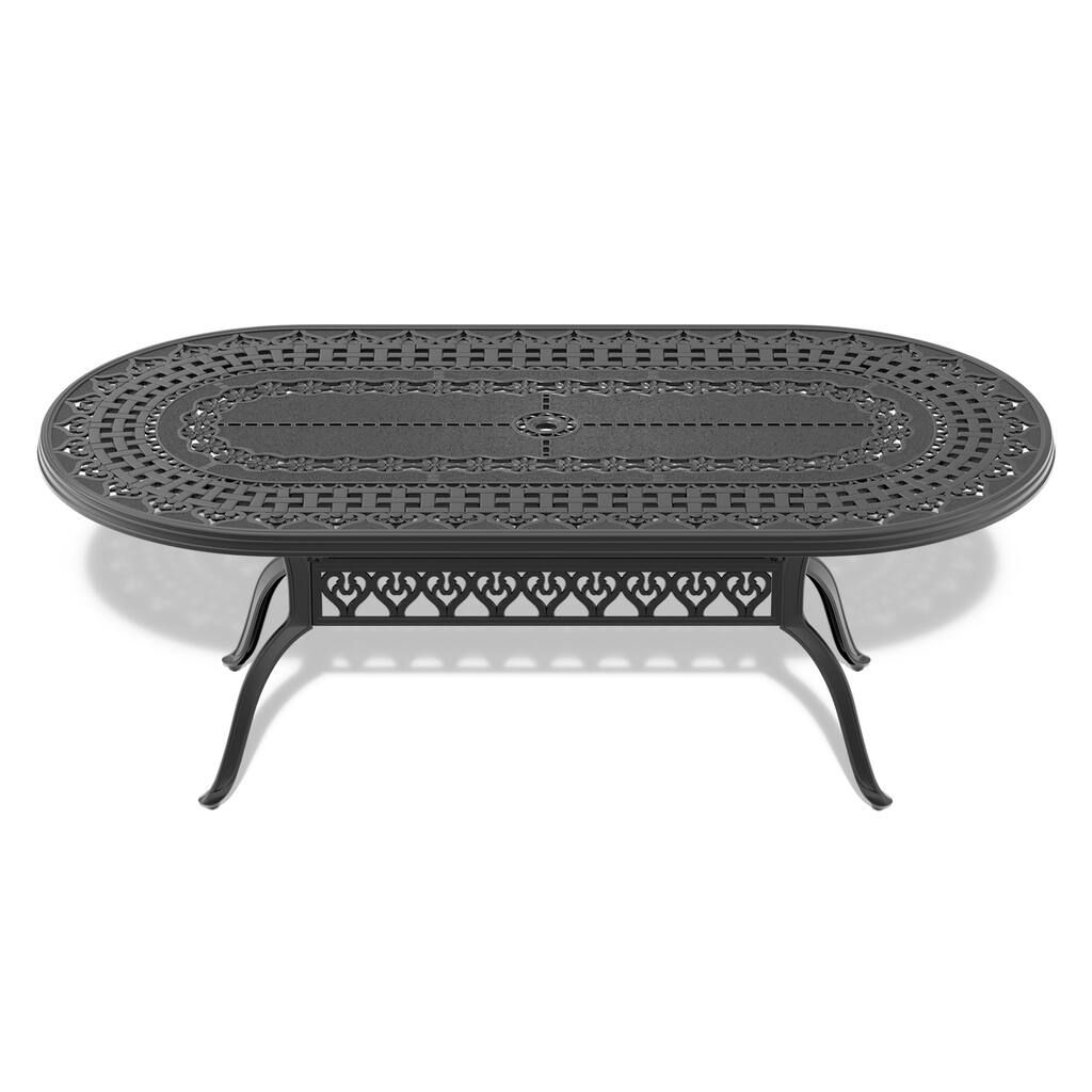 82.87 in. x 42.13 in. Cast Aluminum Patio Dining Oval Table for Balcony, Lawn, Garden, Backyard