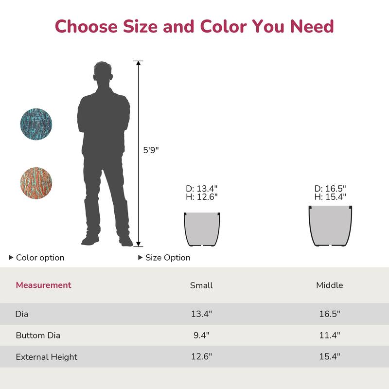 Upgraded Interior Concrete Tall Round Planter with Drainage Holes