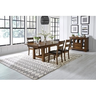 Simply Solid Periander Trestle Dining Table Set with Ladderback Chairs & Server