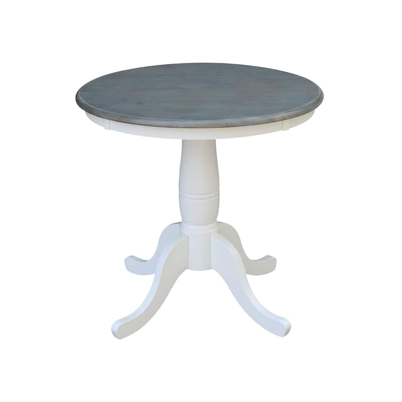 30" Round Top Pedestal Table - White/Heather Gray - N/A