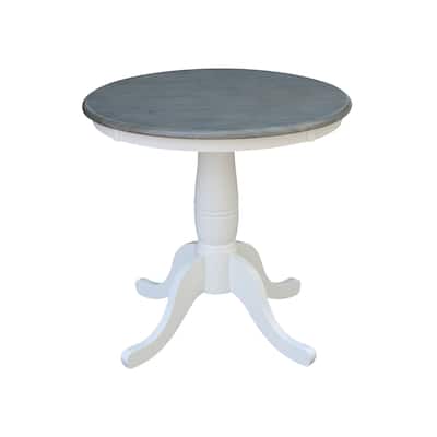 30" Round Top Pedestal Table - White/Heather Gray - N/A