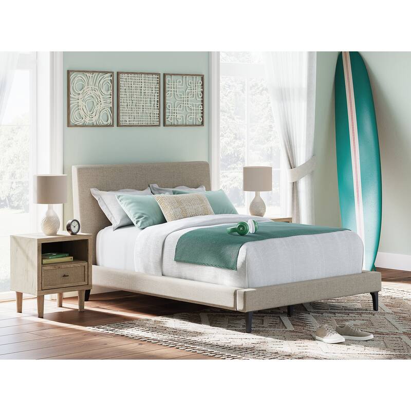 Signature Design by Ashley Cielden Gray Full Upholstered Bed with Roll Slats