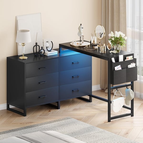black industrial dresser Industrial Metal Chest of Drawers with Wood Top, on Casters, 37"Tall