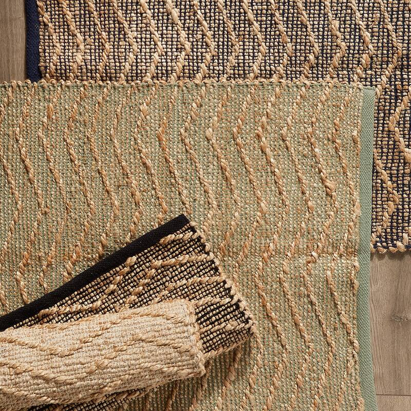 DII Black With Natural Jute Chevron Hand-Loomed Rug - 2' x 3' Oval