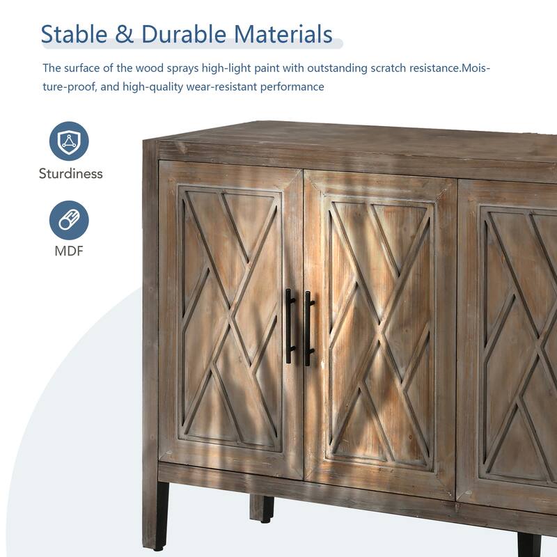 60" 4 Doors Wooden Twill Sideboard