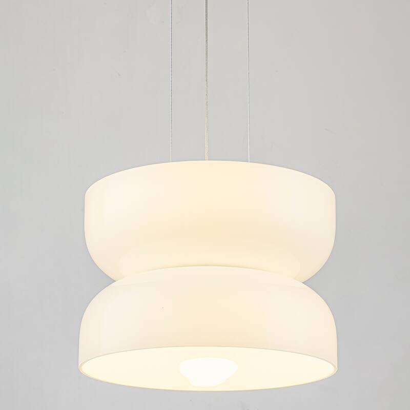 Milky Glass LED Pendant Light with Up & Down Lighting, Dimmable - Dia.12.8-in