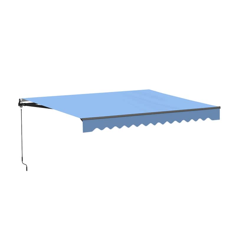 ALEKO Caribbean Manual Retractable Patio Awning - Black Frame - Sky Blue - 13 x 10 Feet