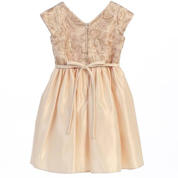 Shop Sweet Kids Girls Champagne Ribbon Sequin Satin Christmas Dress 7 16 Overstock 18171482
