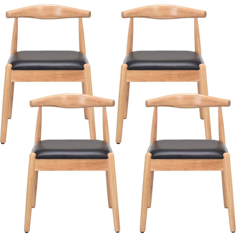 Natural Black Dining Chair Set of 2 Side Chair Office Chair Meeting Room Chairs with Curved Backrest