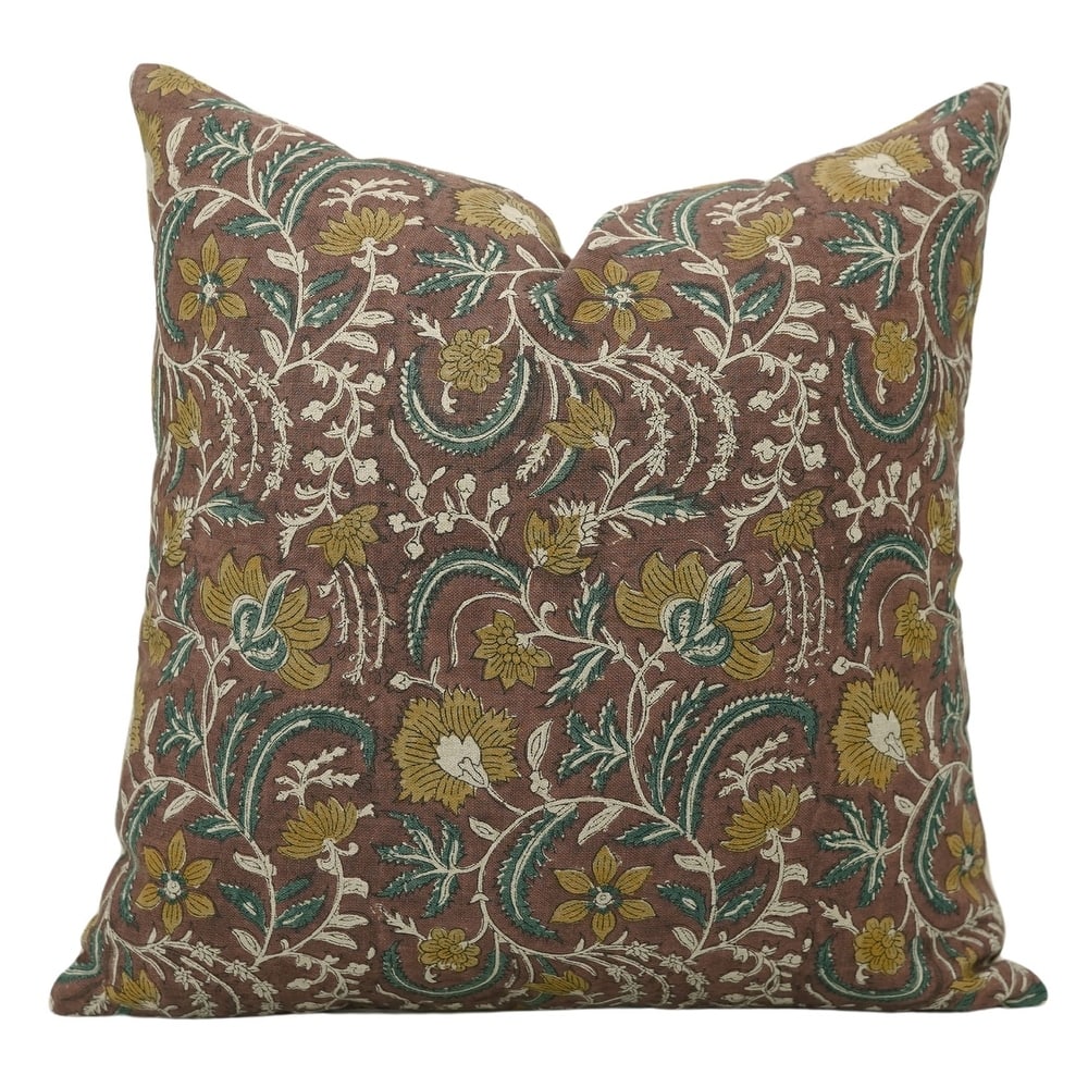 Linen Bohemian Block print pillow Cover Kundanvan