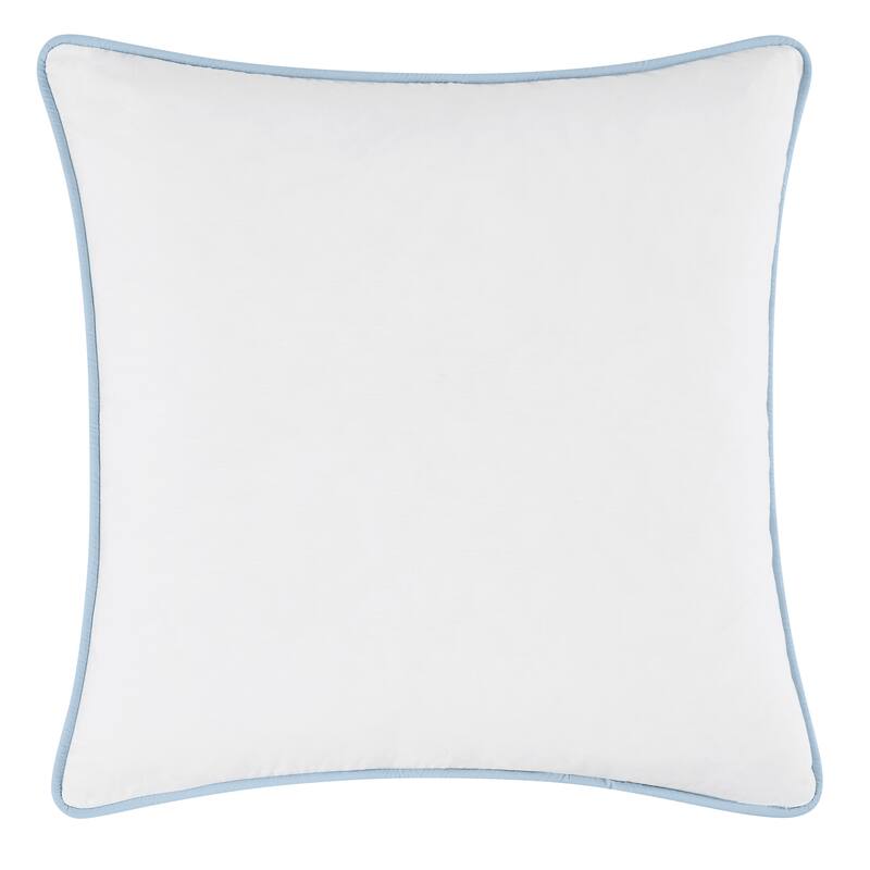 Brooklyn Loom Solid Contrast Piped Decorative Pillow - White/Sky Blue - 20x20