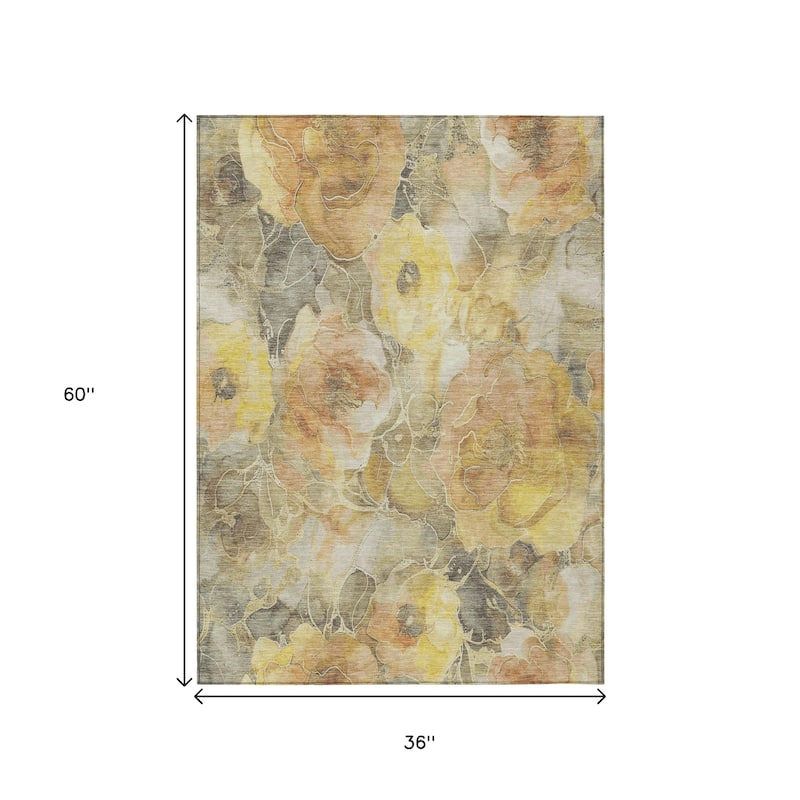 HomeRoots Floral Transitional Rectangle Outdoor Rug