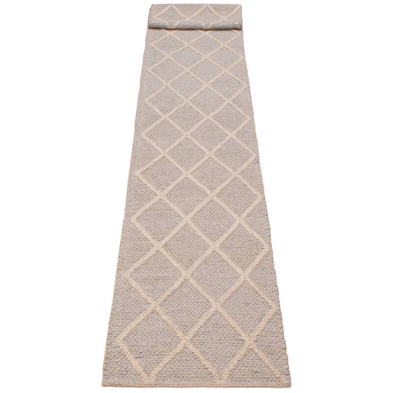 ECARPETGALLERY Braid weave Sienna Grey Wool Rug - 2'2 x 13'4
