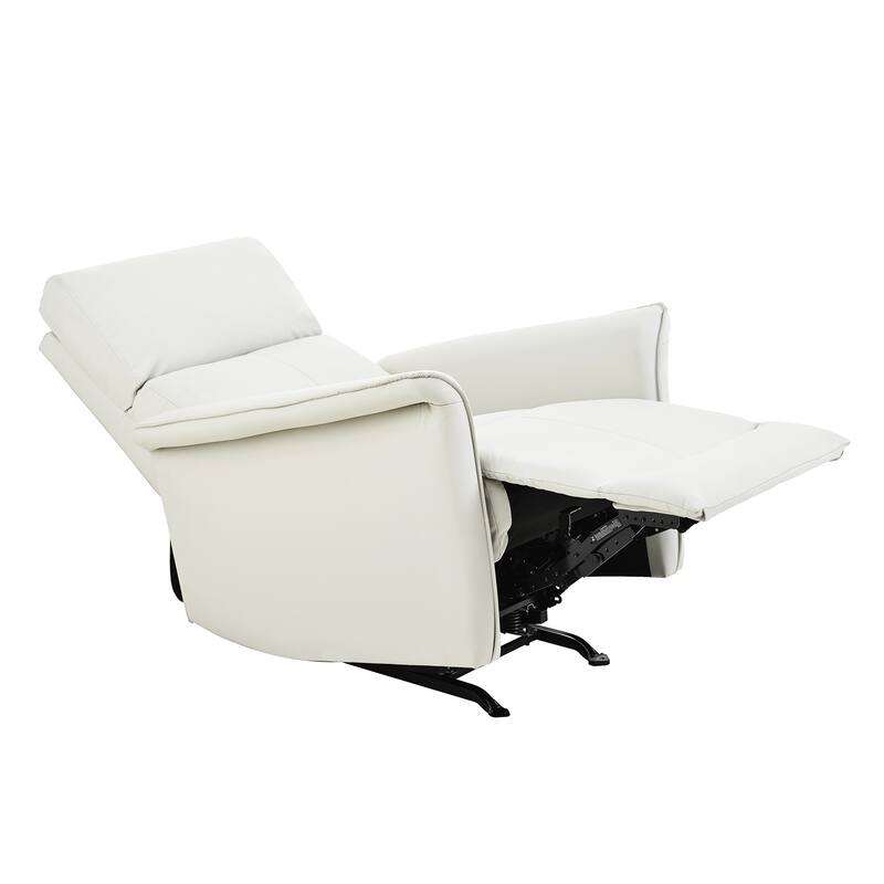 Manual Rocker Recliner Chair, PU Leather Upholstered Rocking Chair, Lounge Recliner with Pull Ring for Bedroom, Living Room