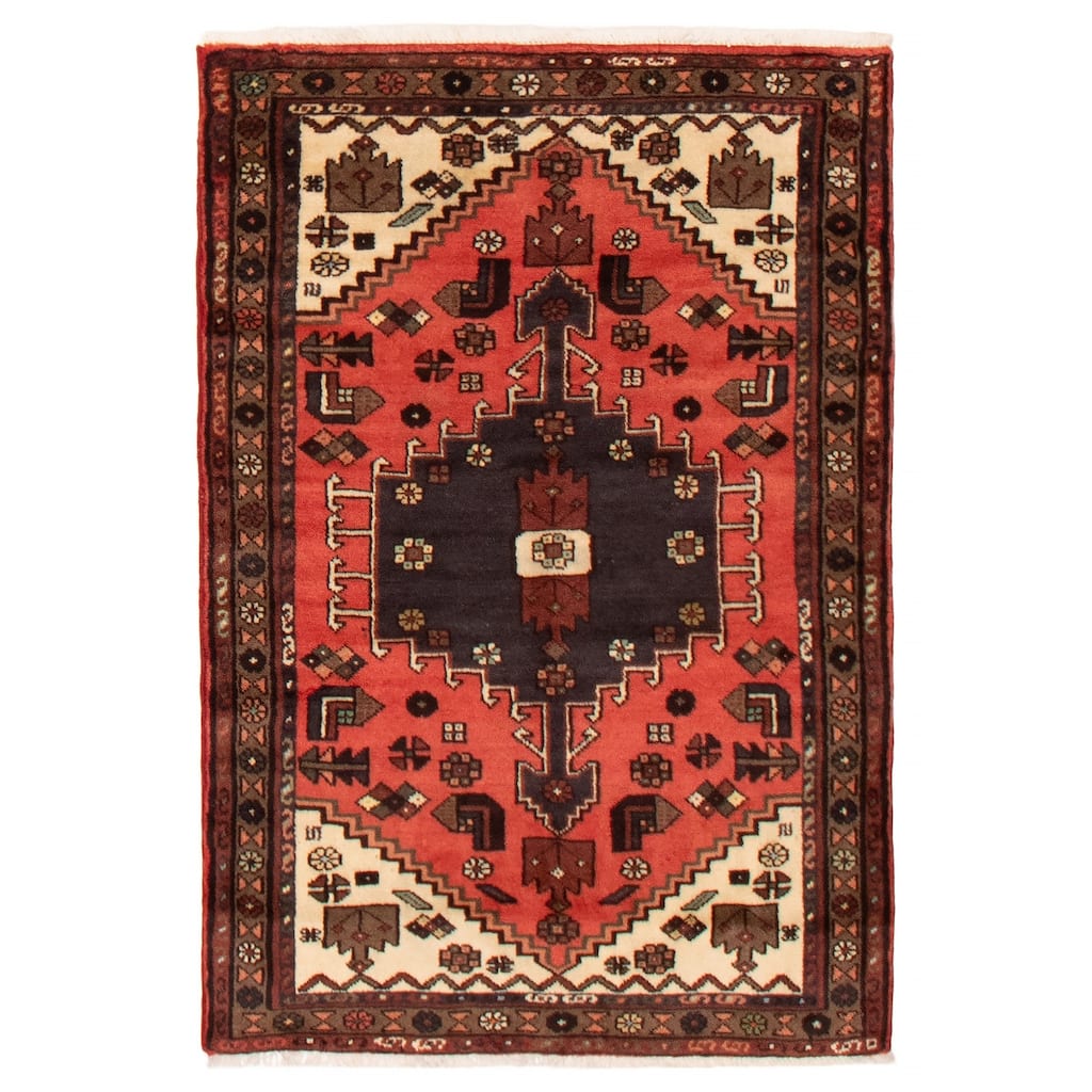 ECARPETGALLERY Hand-knotted Andelz Red Wool Rug - 3'2 x 4'9