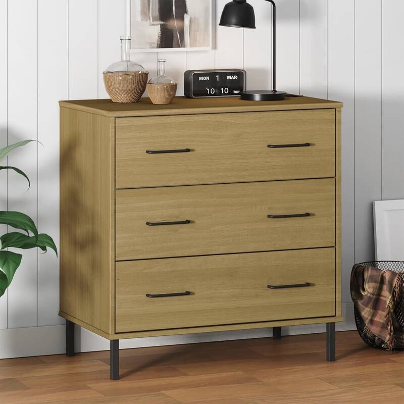 vidaXL Sideboard Chest of Drawers Storage Cabinet with Drawers Solid Wood OSLO - 30.3" x 15.7" x 31.3" - Brown