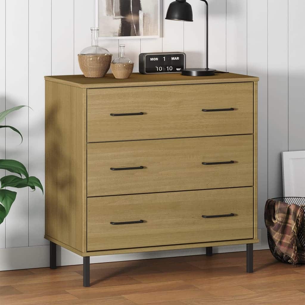 vidaXL Sideboard Chest of Drawers Storage Cabinet with Drawers Solid Wood OSLO - 30.3" x 15.7" x 31.3"