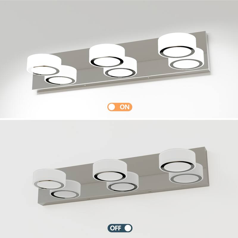 LED Modern 3 Light White Rotating Oval Acrylic with 21 Inch Vanity Light Over Mirror Lighting Fixture