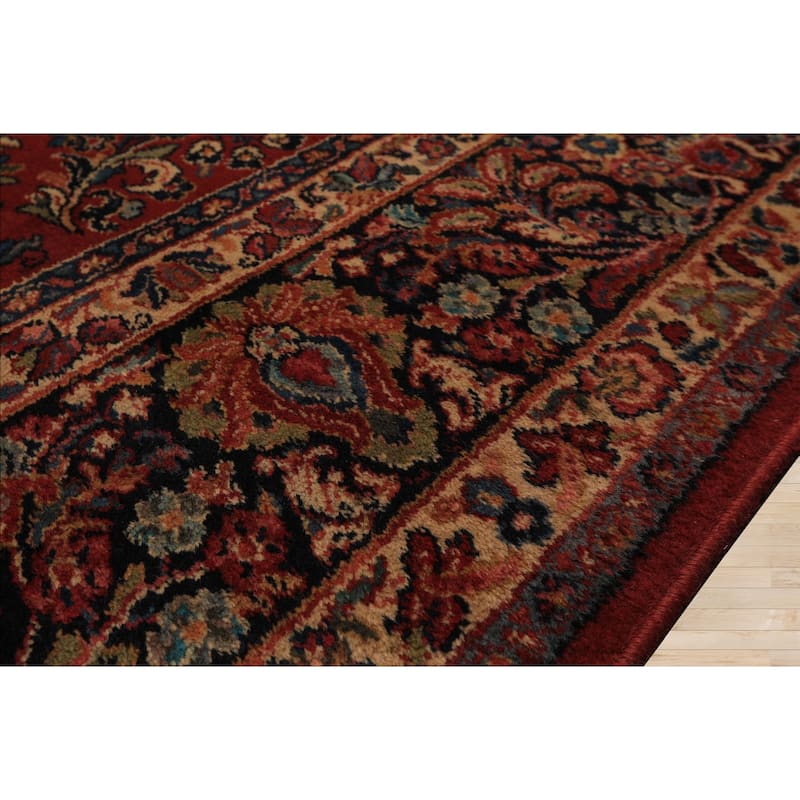 8'8''x12 Machine Made New Zealand Wool Burgundy Sarouk Traditional Karastan Rug - 8' 8'' x 12'