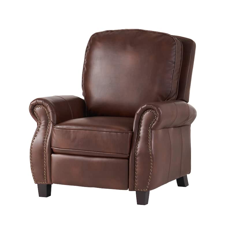 Pushback Recliner Chair, Faux Leather Armchair Push Back Recliner with Rivet Decoration Single Sofa Accent Chair