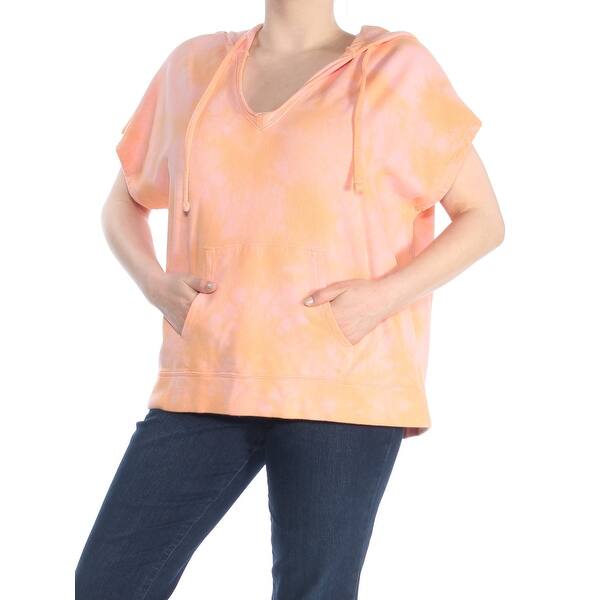 Shop Sanctuary Womens Orange Tie Dye Hooded V Neck Sweater Size Xl